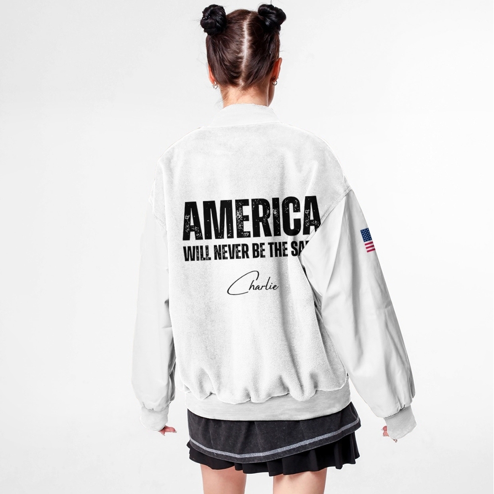 Freedom American Flag Patriotic-themed baseball jacket featuring pockets-TP MERCH