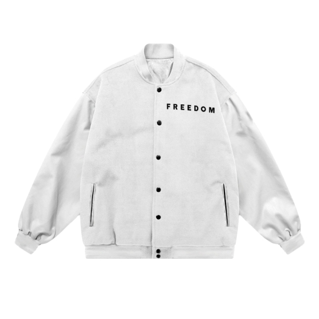 Freedom Patriotic-themed baseball jacket featuring pockets-TP MERCH