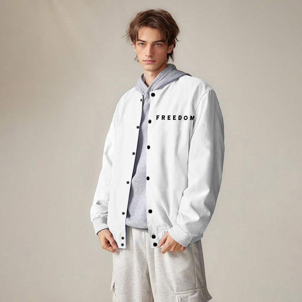 Freedom Patriotic-themed baseball jacket featuring pockets-TP MERCH