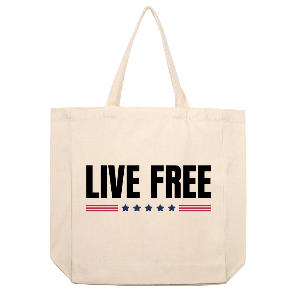 Live Free beige canvas bag-TP MERCH