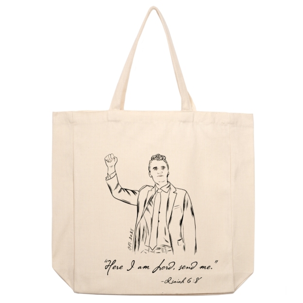 Never Surrender Printed beige canvas bag-TP MERCH