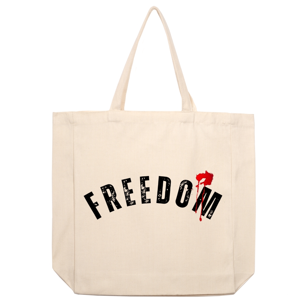 Freedom Printed beige canvas bag-TP MERCH