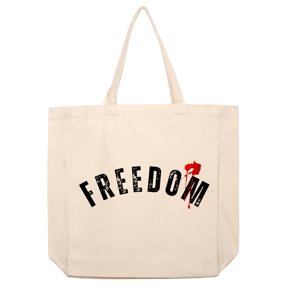 Freedom Printed beige canvas bag-TP MERCH