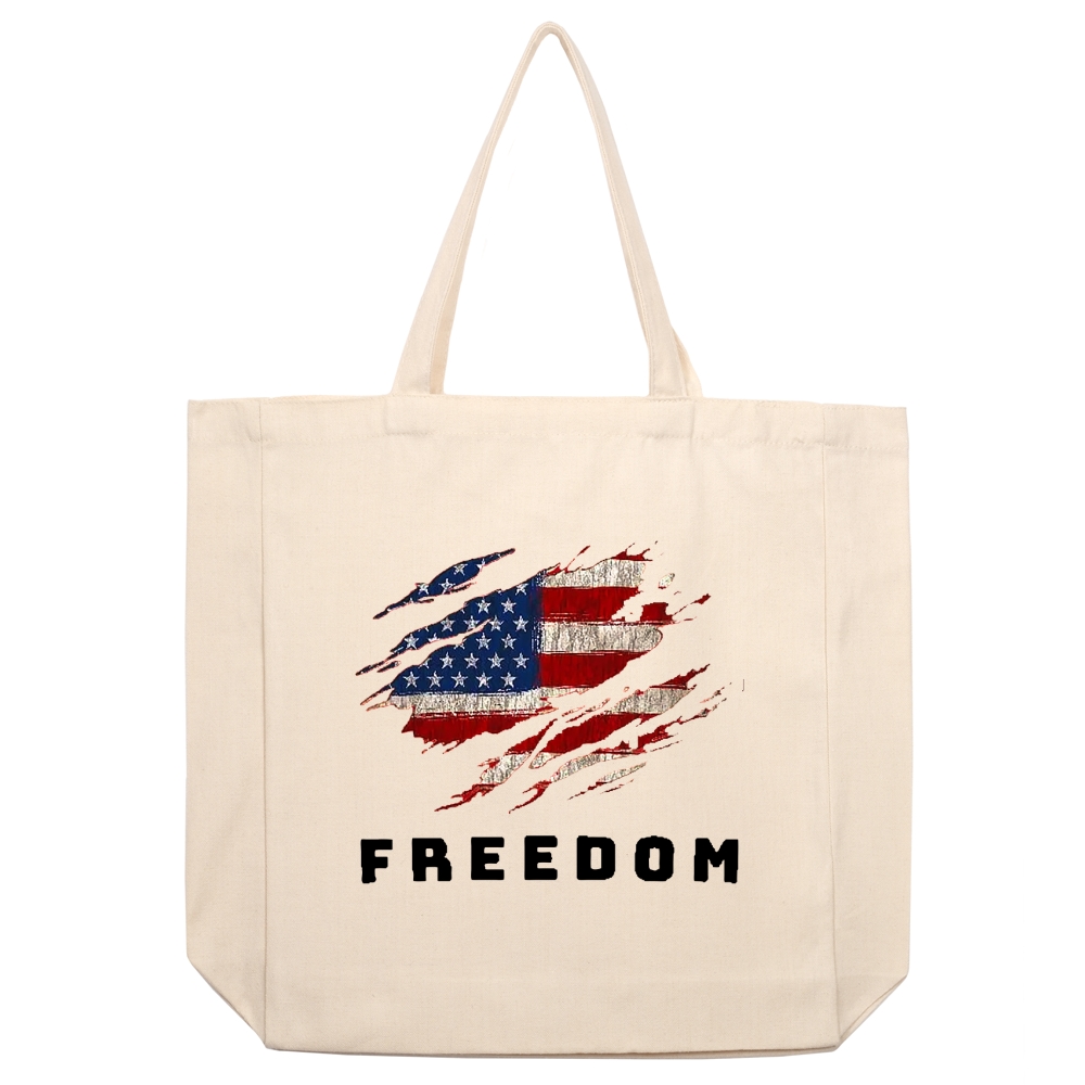 Freedom American Flag beige canvas bag-TP MERCH
