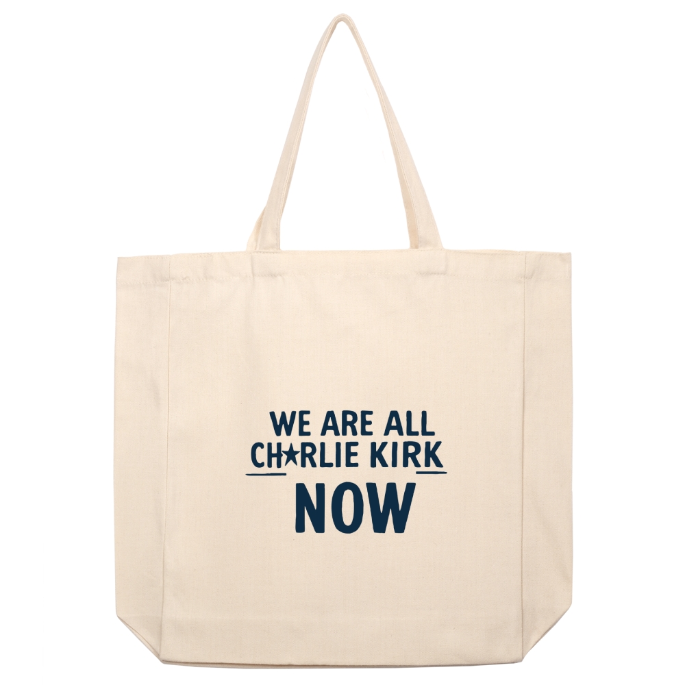 We Are All Charlie Kirk beige canvas bag-TP MERCH
