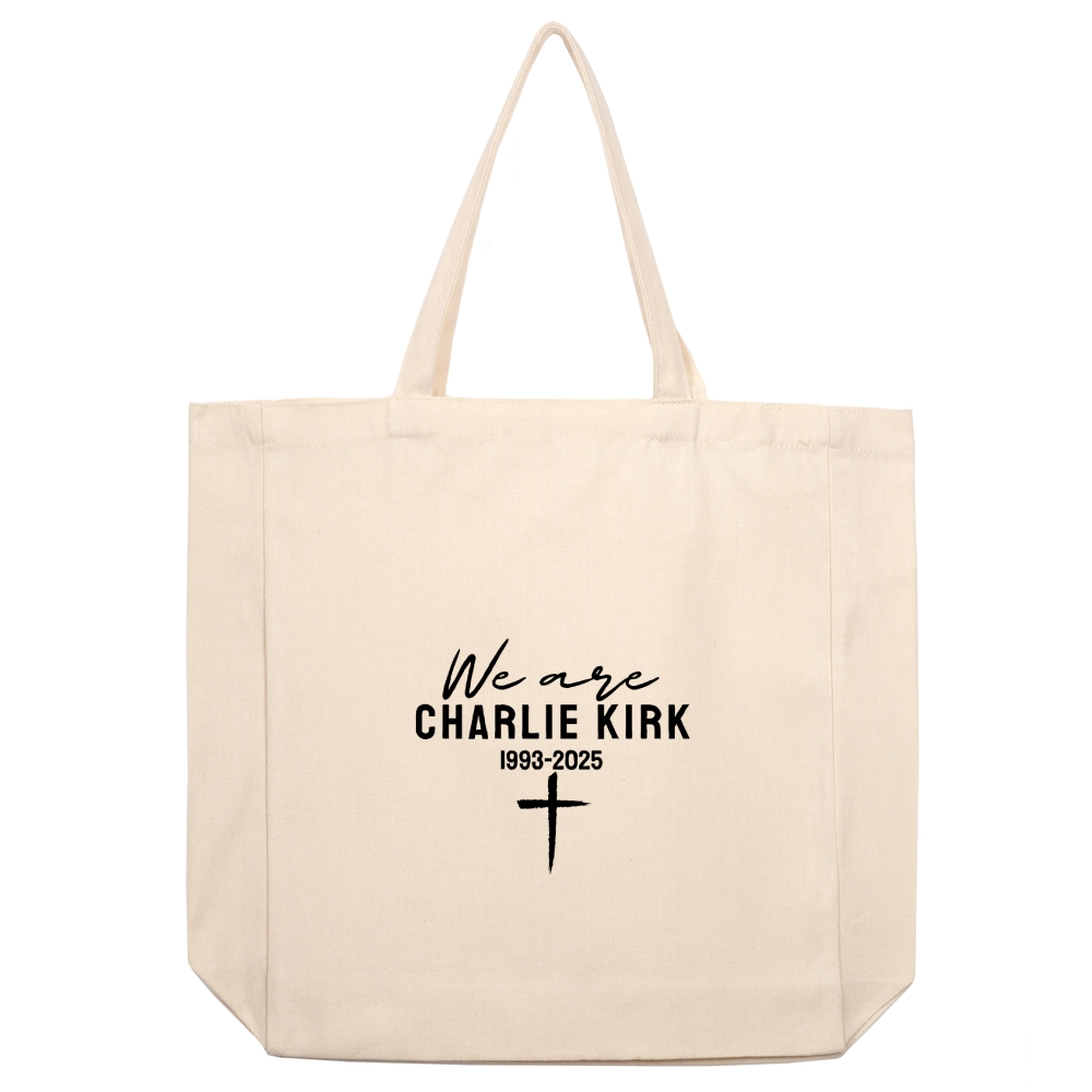 We Are Charlie Kirk Printed beige canvas bag-TP MERCH