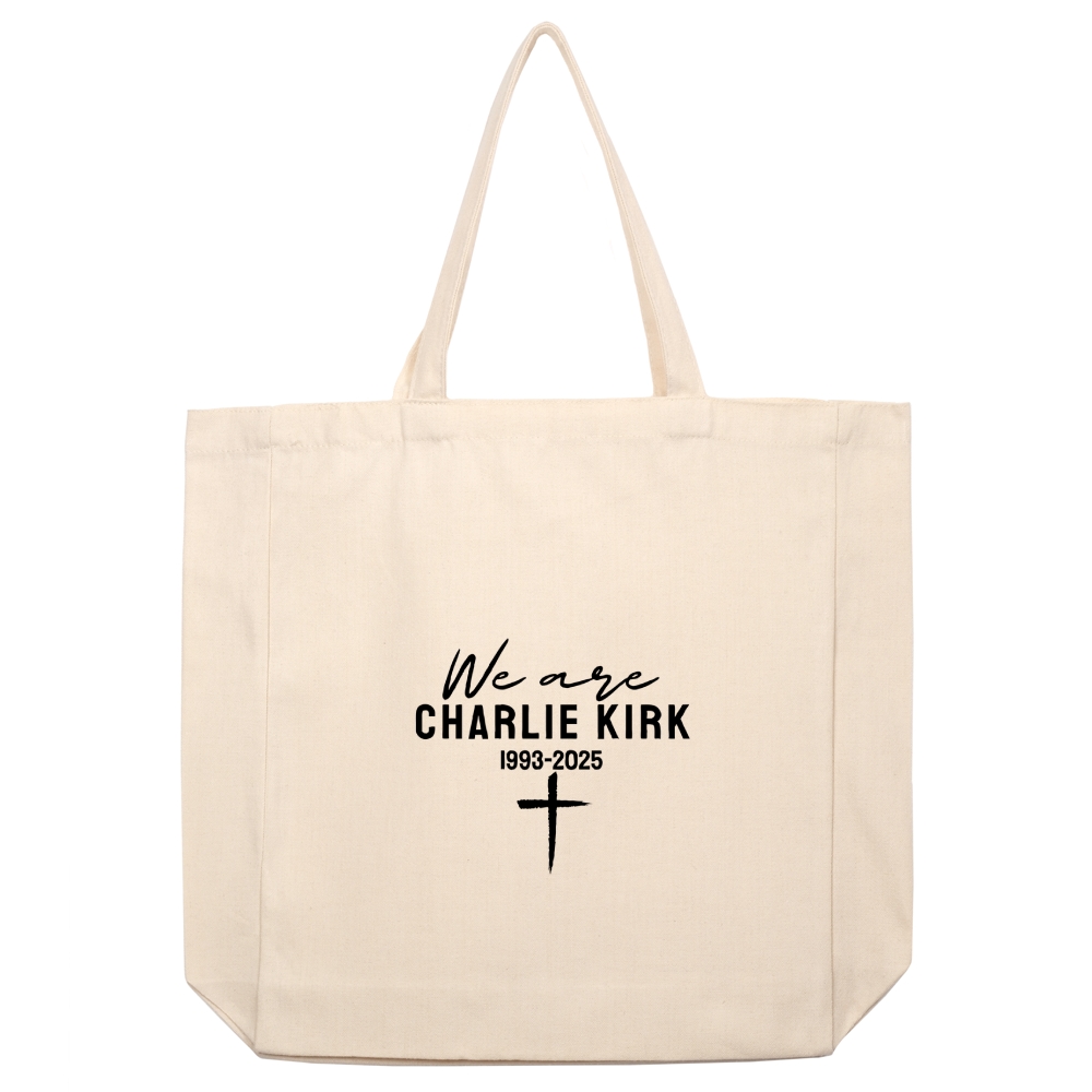 We Are Charlie Kirk Printed beige canvas bag-TP MERCH