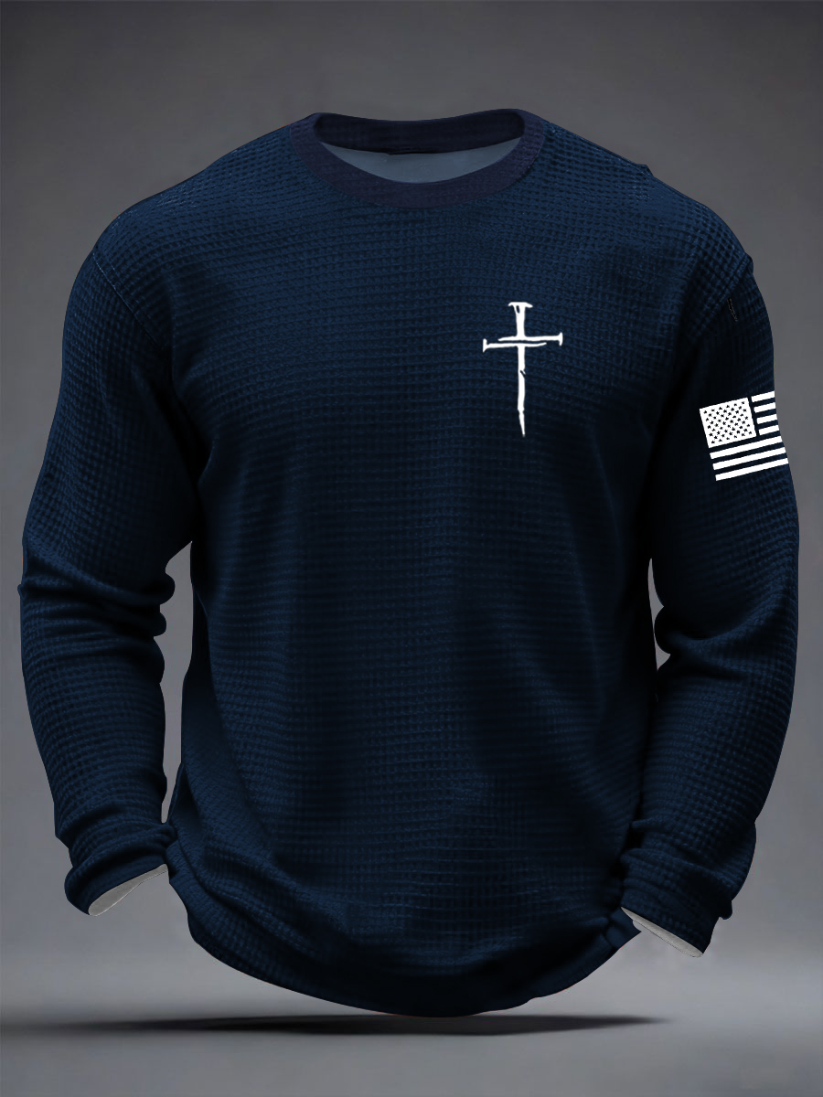 Men's Jesus The Way The Truth The Life Cross  Waffle Long Sleeve T-Shirt-TP MERCH