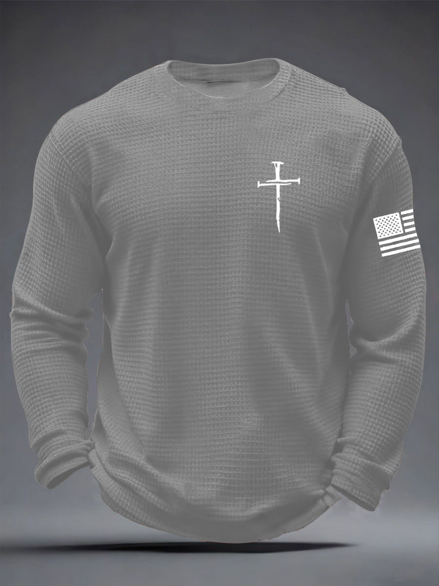 Men's Jesus The Way The Truth The Life Cross  Waffle Long Sleeve T-Shirt-TP MERCH
