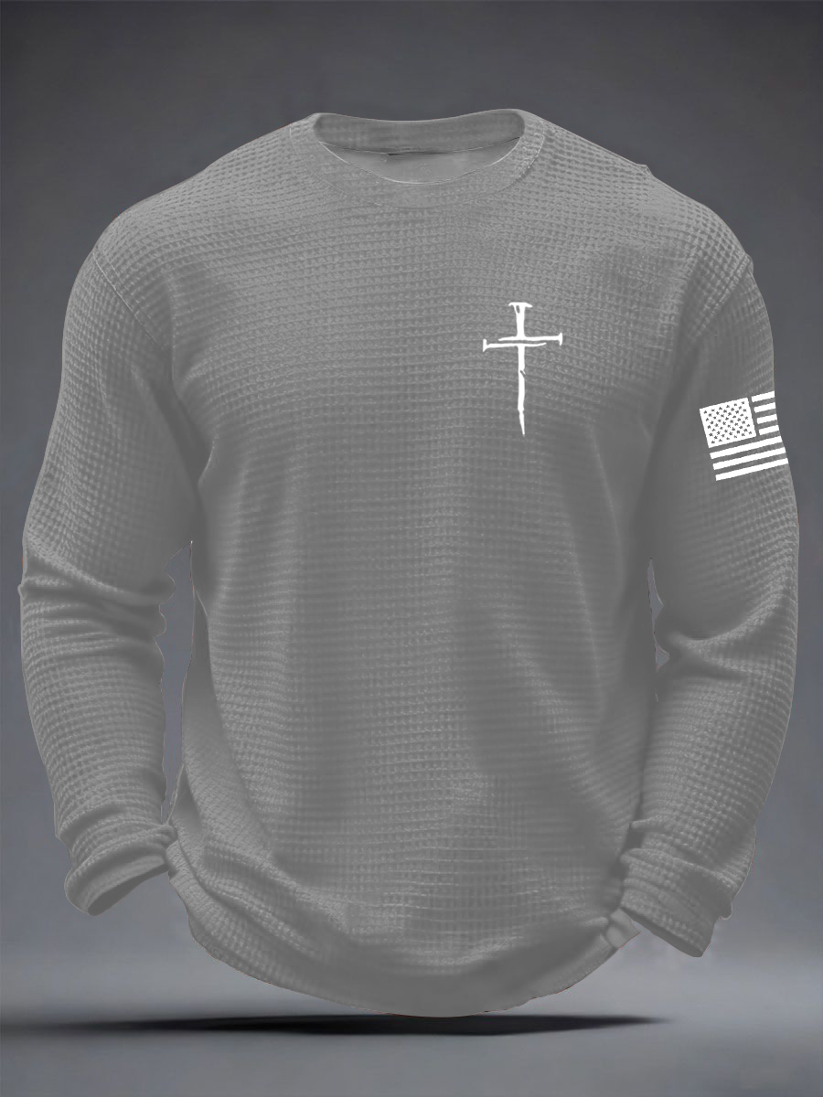 Men's Jesus The Way The Truth The Life Cross  Waffle Long Sleeve T-Shirt-TP MERCH