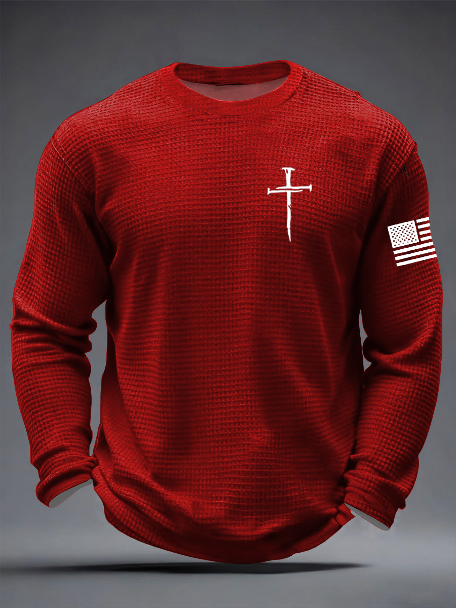 Men's Jesus The Way The Truth The Life Cross  Waffle Long Sleeve T-Shirt-TP MERCH