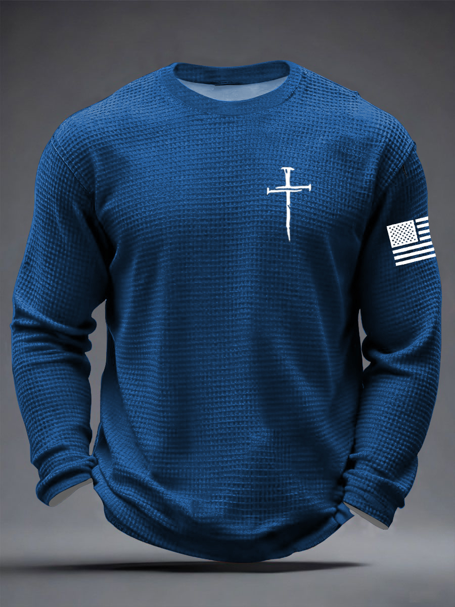 Men's Jesus The Way The Truth The Life Cross  Waffle Long Sleeve T-Shirt-TP MERCH
