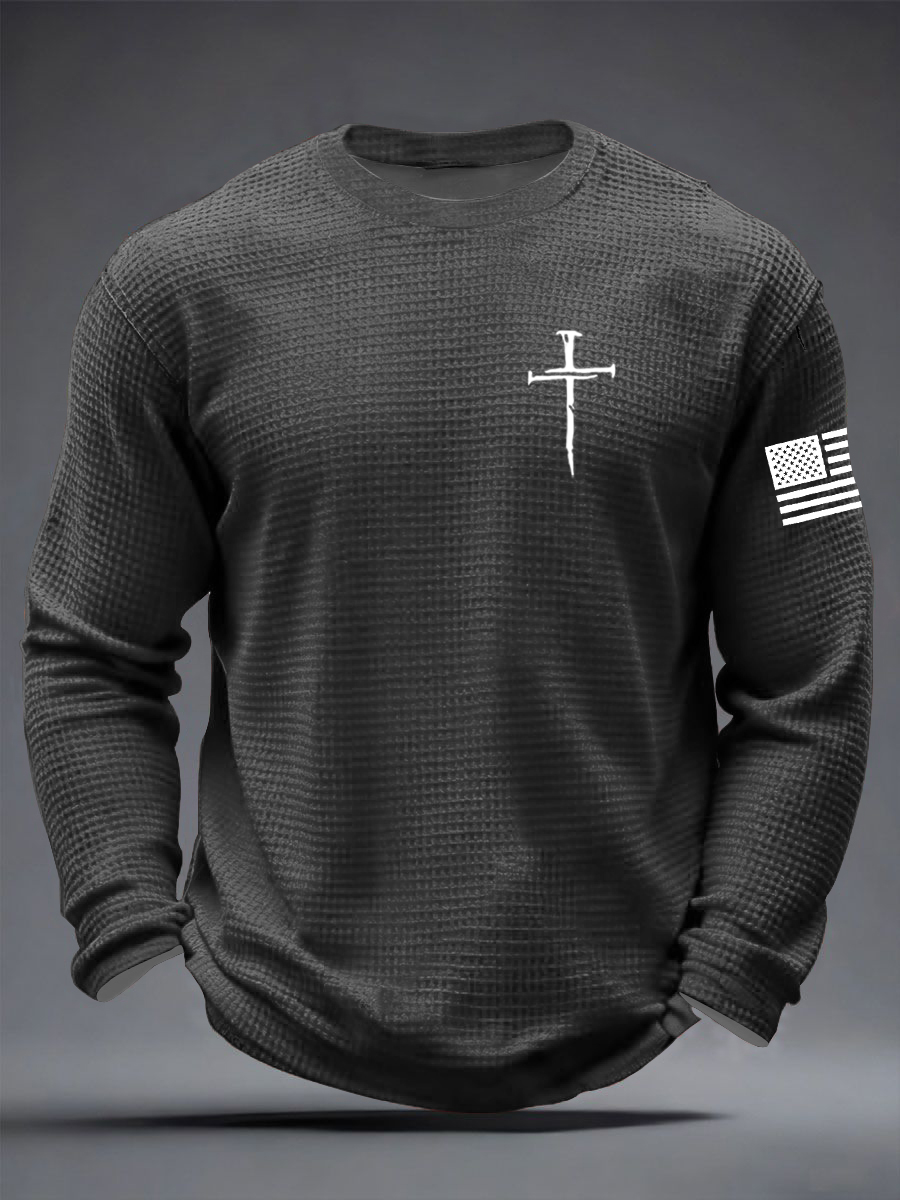 Men's Jesus The Way The Truth The Life Cross  Waffle Long Sleeve T-Shirt-TP MERCH