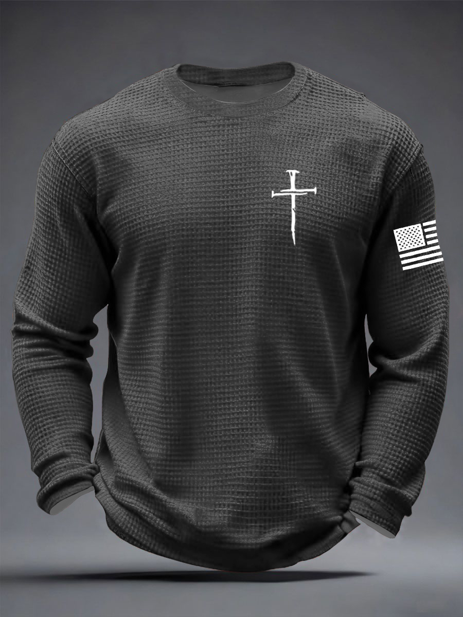 Men's Jesus The Way The Truth The Life Cross  Waffle Long Sleeve T-Shirt-TP MERCH