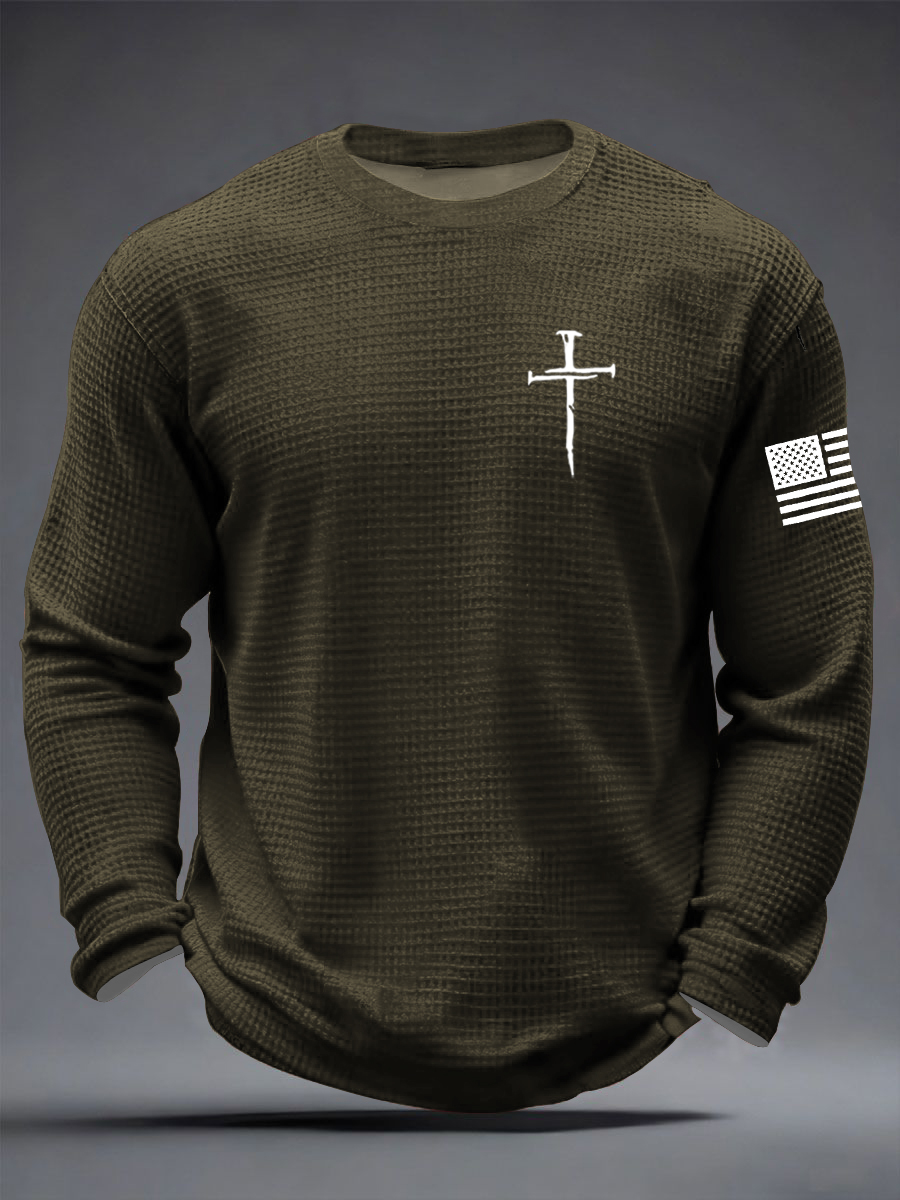 Men's Jesus The Way The Truth The Life Cross  Waffle Long Sleeve T-Shirt-TP MERCH