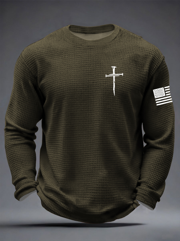 Men's Jesus The Way The Truth The Life Cross  Waffle Long Sleeve T-Shirt-TP MERCH