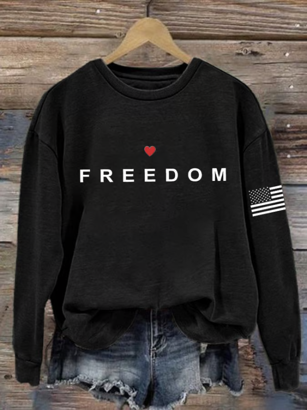 Women's Freedom American Flag Printed Sweatshirt-TP MERCH
