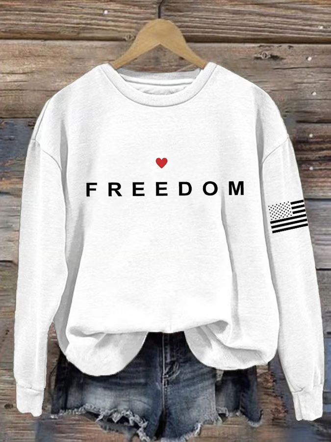 Women's Freedom American Flag Printed Sweatshirt-TP MERCH