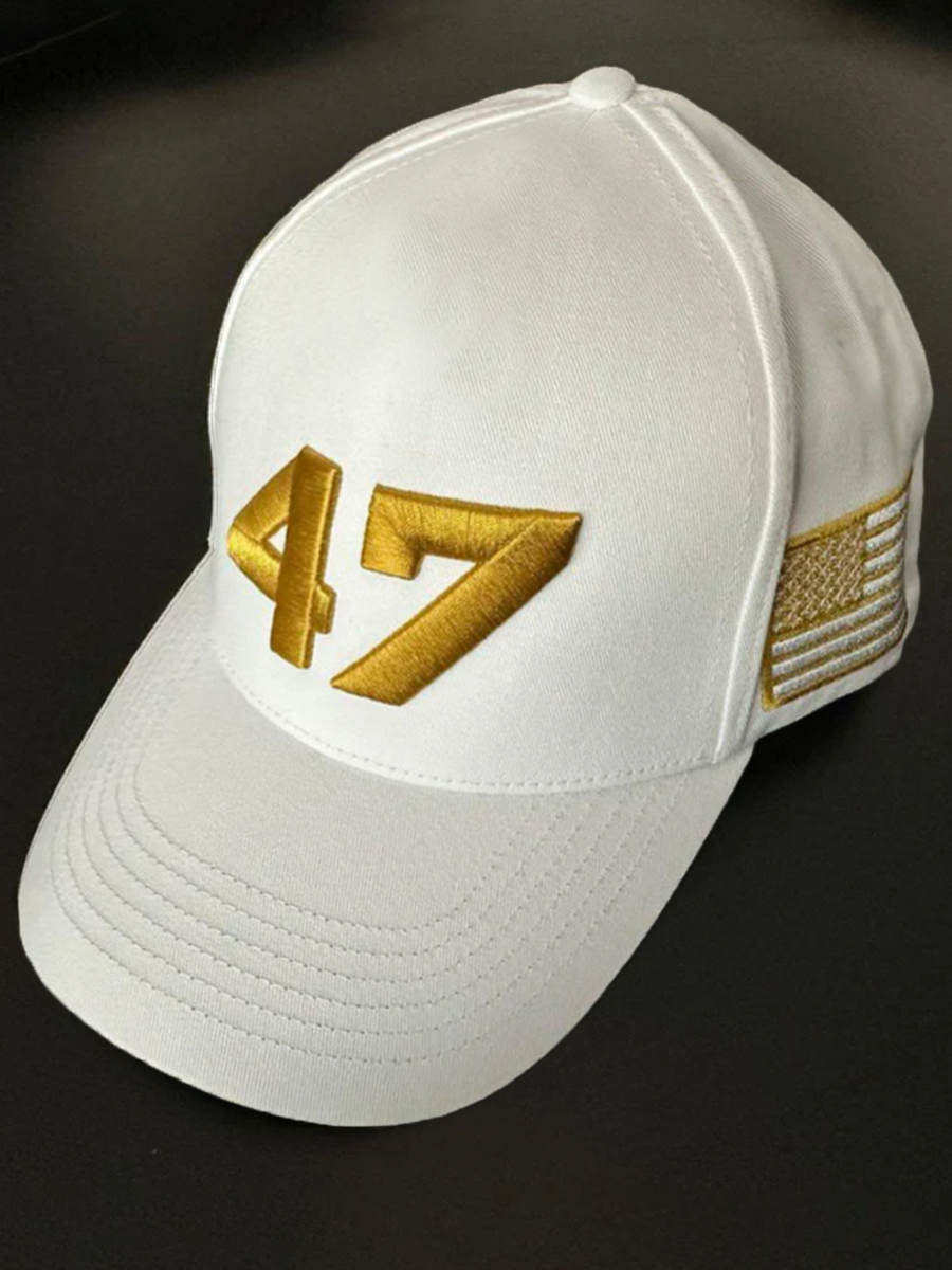 Unisex Limited Edition Charlie Kirk White Hat Gold 47 Turning Point American Trump Souvenir Hat-TP MERCH