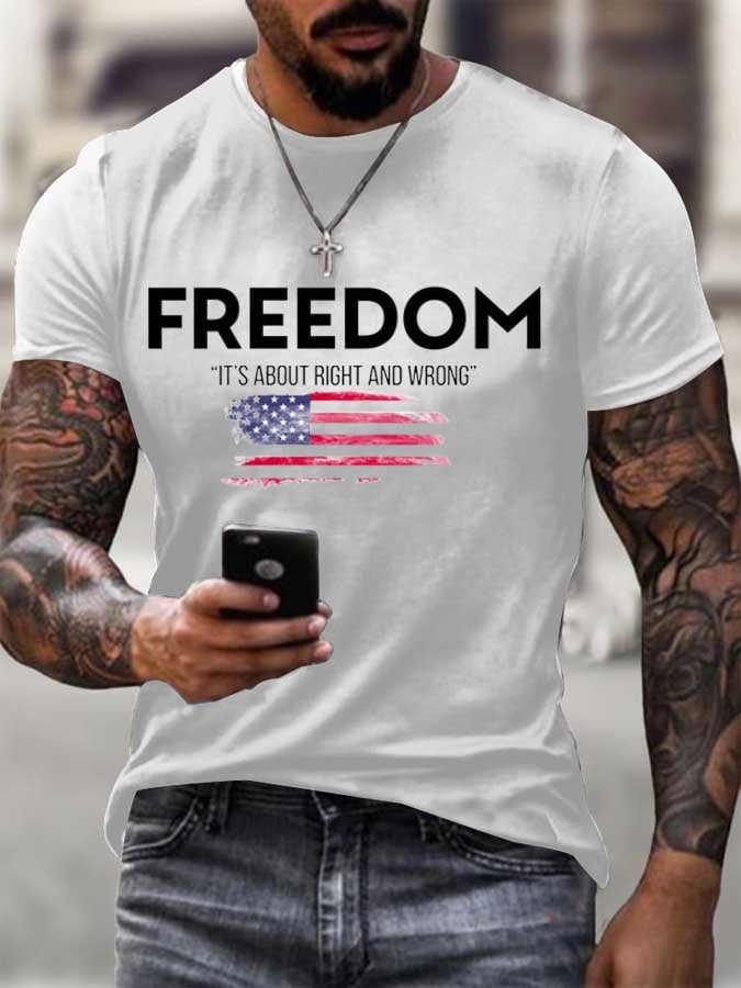 Men's Freedom Flag Print T-Shirt-TP MERCH