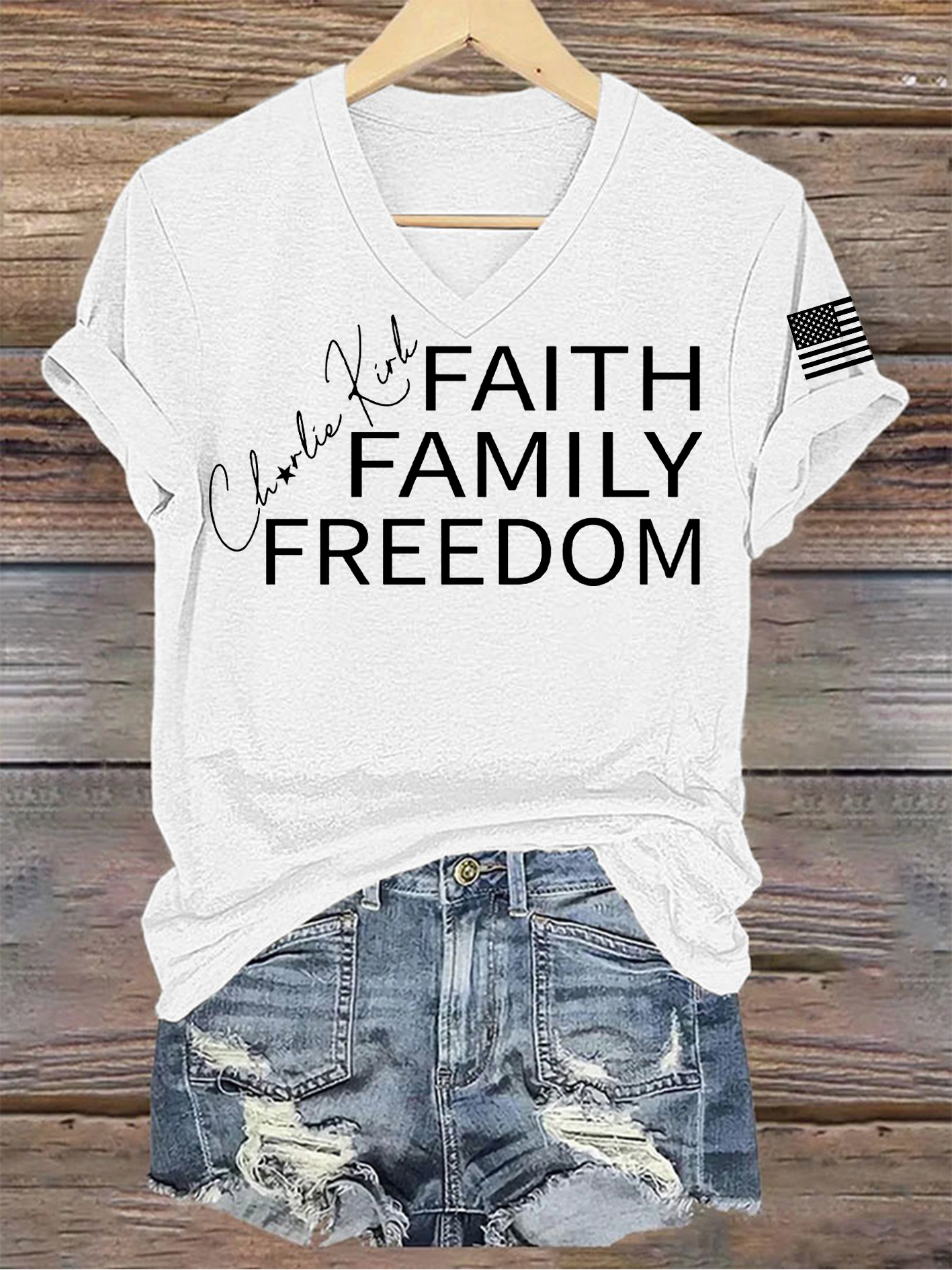 Women's C.K Printed V-neck T-shirt-TP MERCH