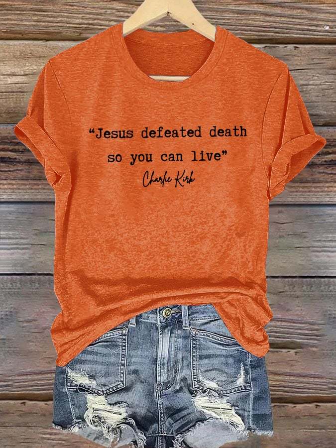 Women'S Jesus Conquered Death, So You Can Live American Hero Print T-Shirt-TP MERCH
