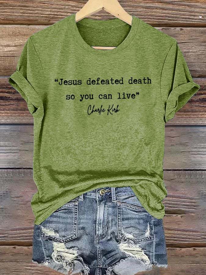 Women'S Jesus Conquered Death, So You Can Live American Hero Print T-Shirt-TP MERCH