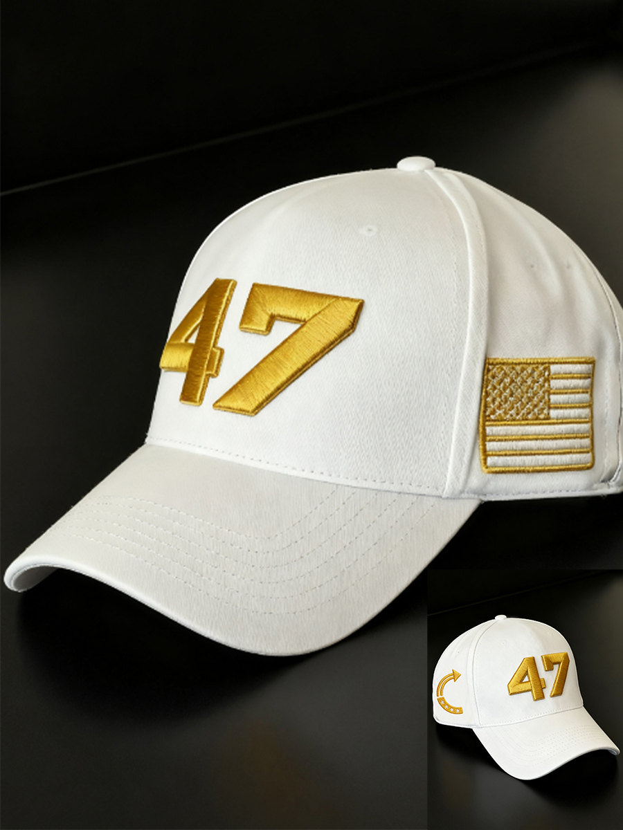Unisex Limited Edition Charlie Kirk White Hat Gold 47 Turning Point American Trump Souvenir Hat-TP MERCH