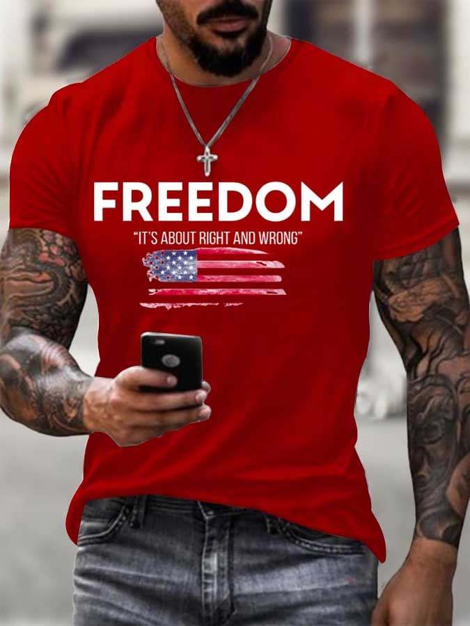 Men's Freedom Flag Print T-Shirt-TP MERCH