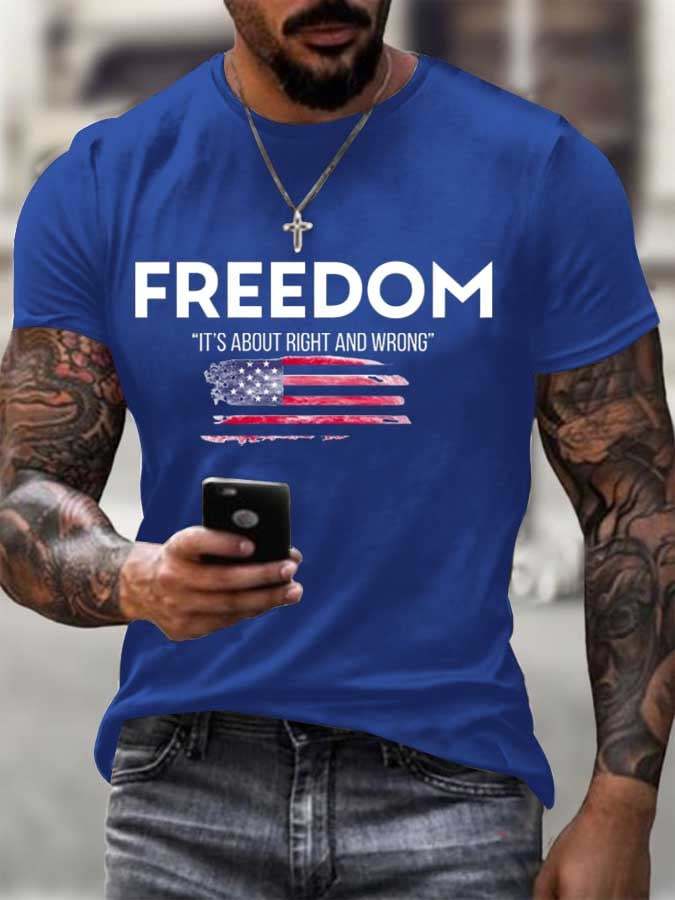 Men's Freedom Flag Print T-Shirt-TP MERCH