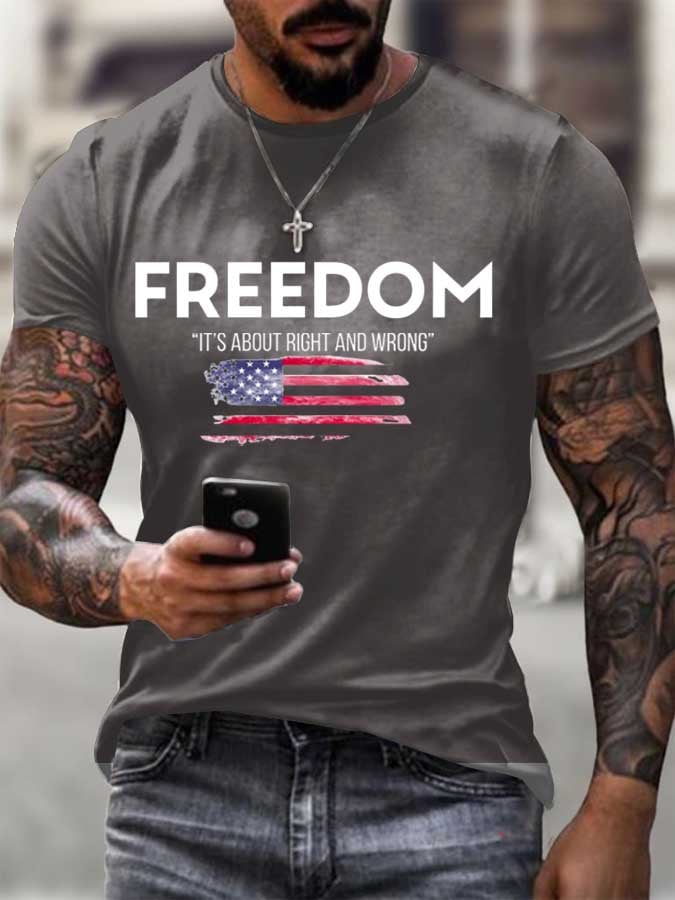 Men's Freedom Flag Print T-Shirt-TP MERCH