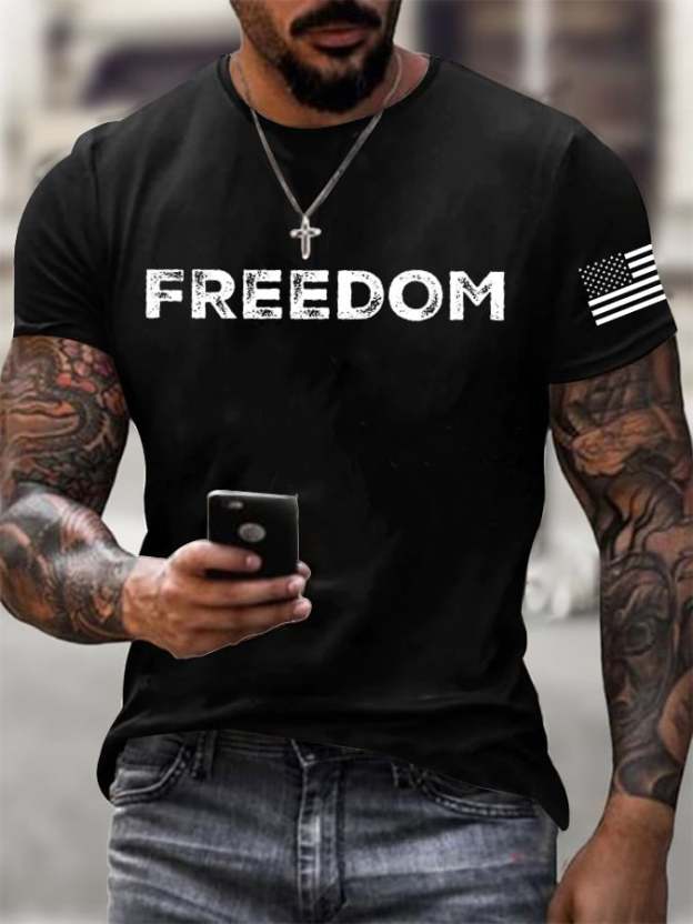 Men's  Freedom  Printed T-Shirt-TP MERCH
