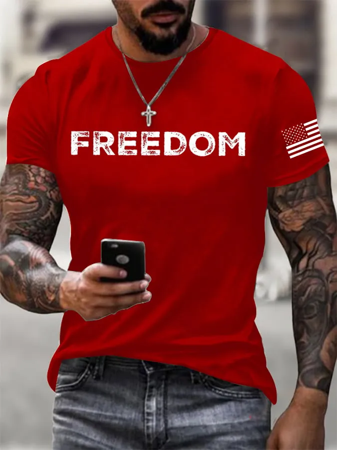 Freedom And American Flag Printed Casual T-Shirt -TP MERCH