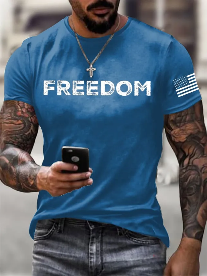 Freedom And American Flag Printed Casual T-Shirt -TP MERCH