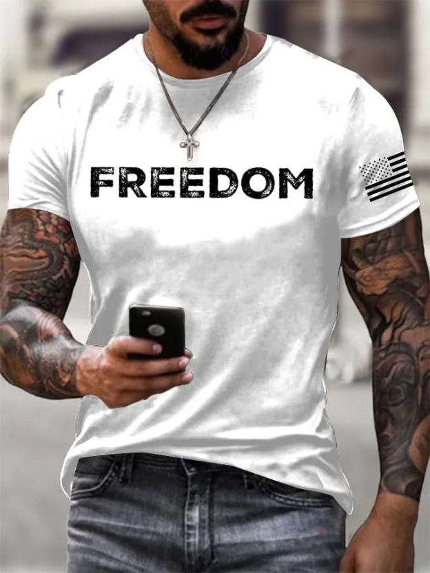 Freedom And American Flag Printed Casual T-Shirt -TP MERCH