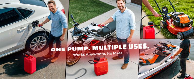 Cordless Fuel Transfer Pump Compatible with DeWalt 20V & Milwaukee 18V Batteries, Battery NOT Included, 3.2 GPM Portable Electric Gas Can Pump with 51'' Hose & 3 Adapters for Diesel Gasoline Oil Water