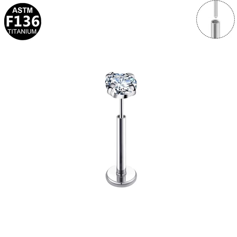 Safe F136 Titanium Earrings Starter Kit with Sparkling Cubic Zirconia