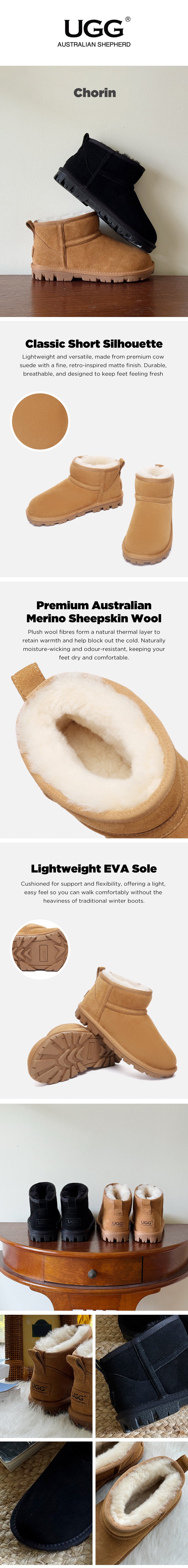 UGG Boots Sheepskin Wool Ankle Chorin