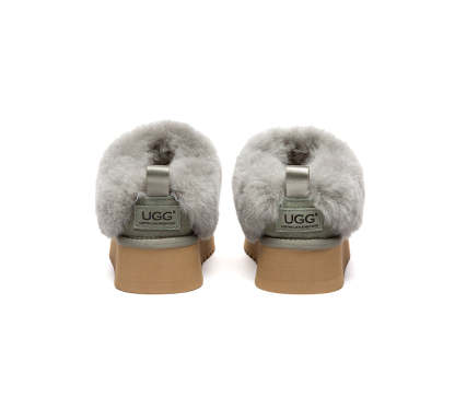 AUSTRALIAN SHEPHERD® UGG Slippers Sheepskin Wool Collar Ankle Platform Glacial