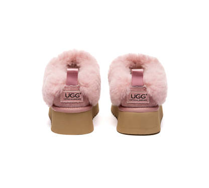 AUSTRALIAN SHEPHERD® UGG Slippers Sheepskin Wool Collar Ankle Platform Glacial