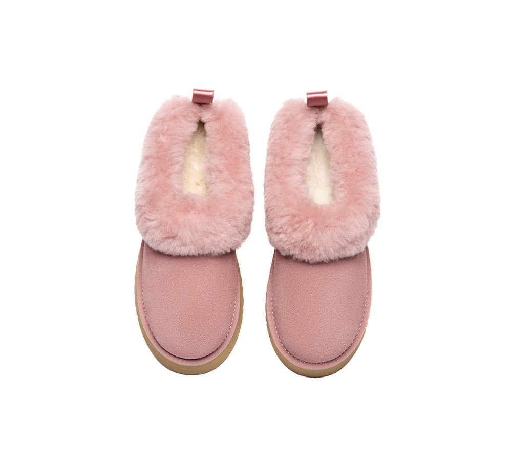 AUSTRALIAN SHEPHERD® UGG Slippers Sheepskin Wool Collar Ankle Platform Glacial