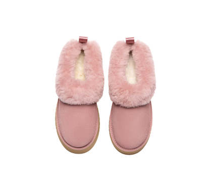 AUSTRALIAN SHEPHERD® UGG Slippers Sheepskin Wool Collar Ankle Platform Glacial