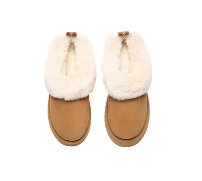 AUSTRALIAN SHEPHERD® UGG Slippers Sheepskin Wool Collar Ankle Platform Glacial