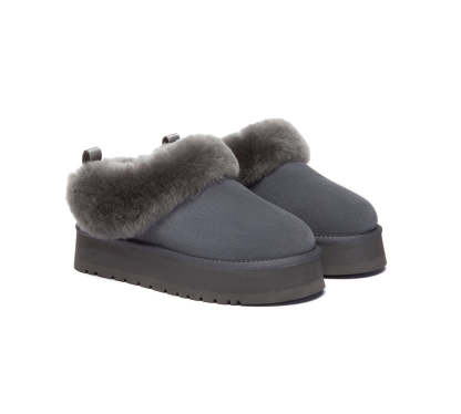 AUSTRALIAN SHEPHERD® UGG Slippers Sheepskin Wool Collar Ankle Platform Glacial