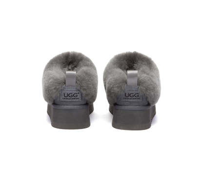 AUSTRALIAN SHEPHERD® UGG Slippers Sheepskin Wool Collar Ankle Platform Glacial