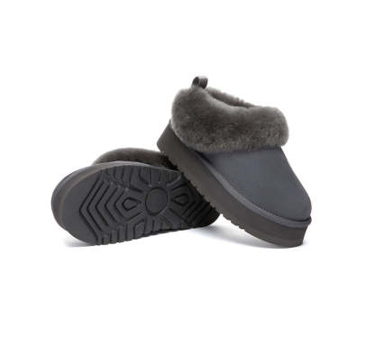 AUSTRALIAN SHEPHERD® UGG Slippers Sheepskin Wool Collar Ankle Platform Glacial
