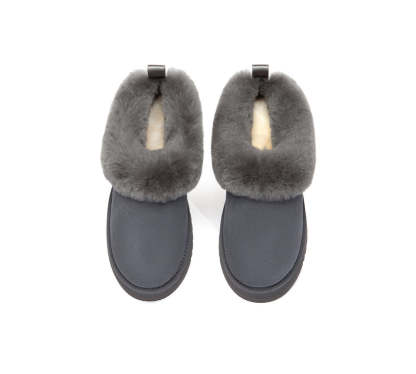 AUSTRALIAN SHEPHERD® UGG Slippers Sheepskin Wool Collar Ankle Platform Glacial