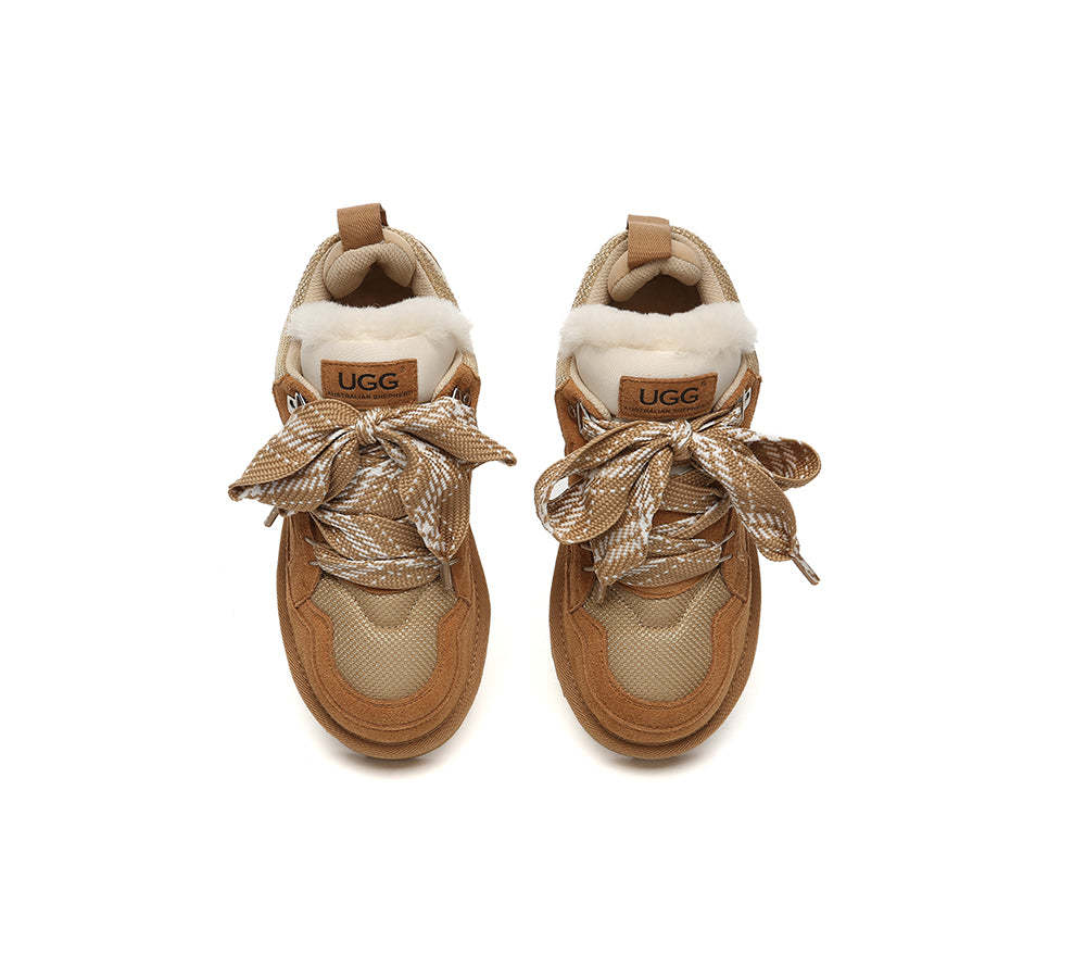 AUSTRALIAN SHEPHERD® UGG Boots Sheepskin Wool Lace Up Platform Sneakers Parkyr