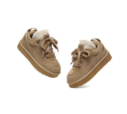 AUSTRALIAN SHEPHERD® UGG Boots Sheepskin Wool Lace Up Platform Sneakers Parkyr