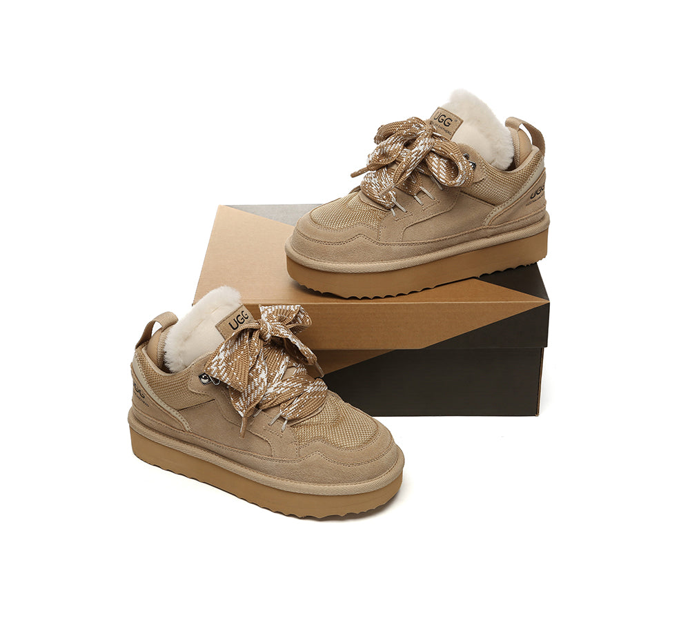 AUSTRALIAN SHEPHERD® UGG Boots Sheepskin Wool Lace Up Platform Sneakers Parkyr